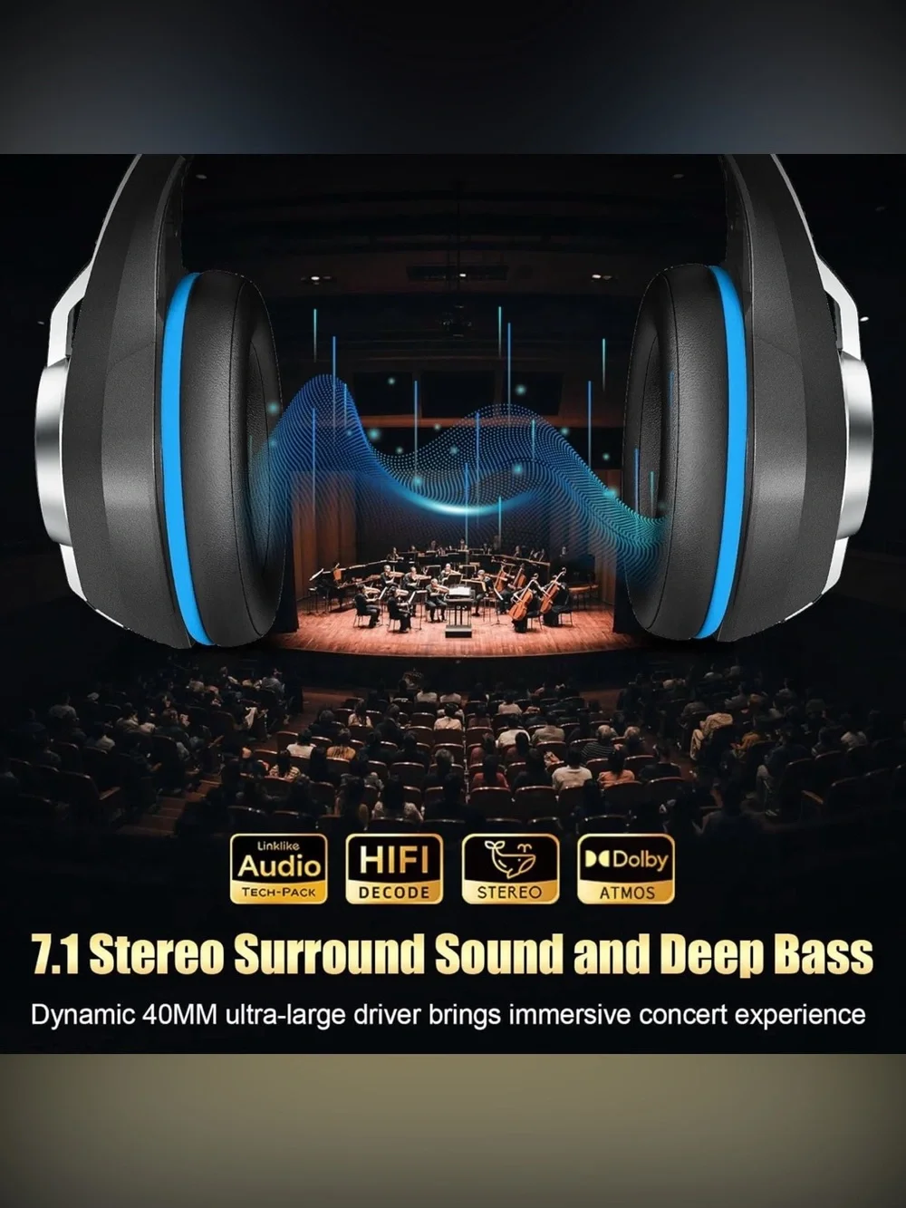ORDTOP GS400 Wireless Gaming Headset RGB 2.4GHz BT 5.4 for PS5 PS4 PC